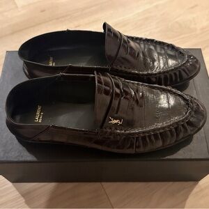 FINAL CHANCE - Saint Laurent "Le Loafer" in Eel Skin Brown Size 10